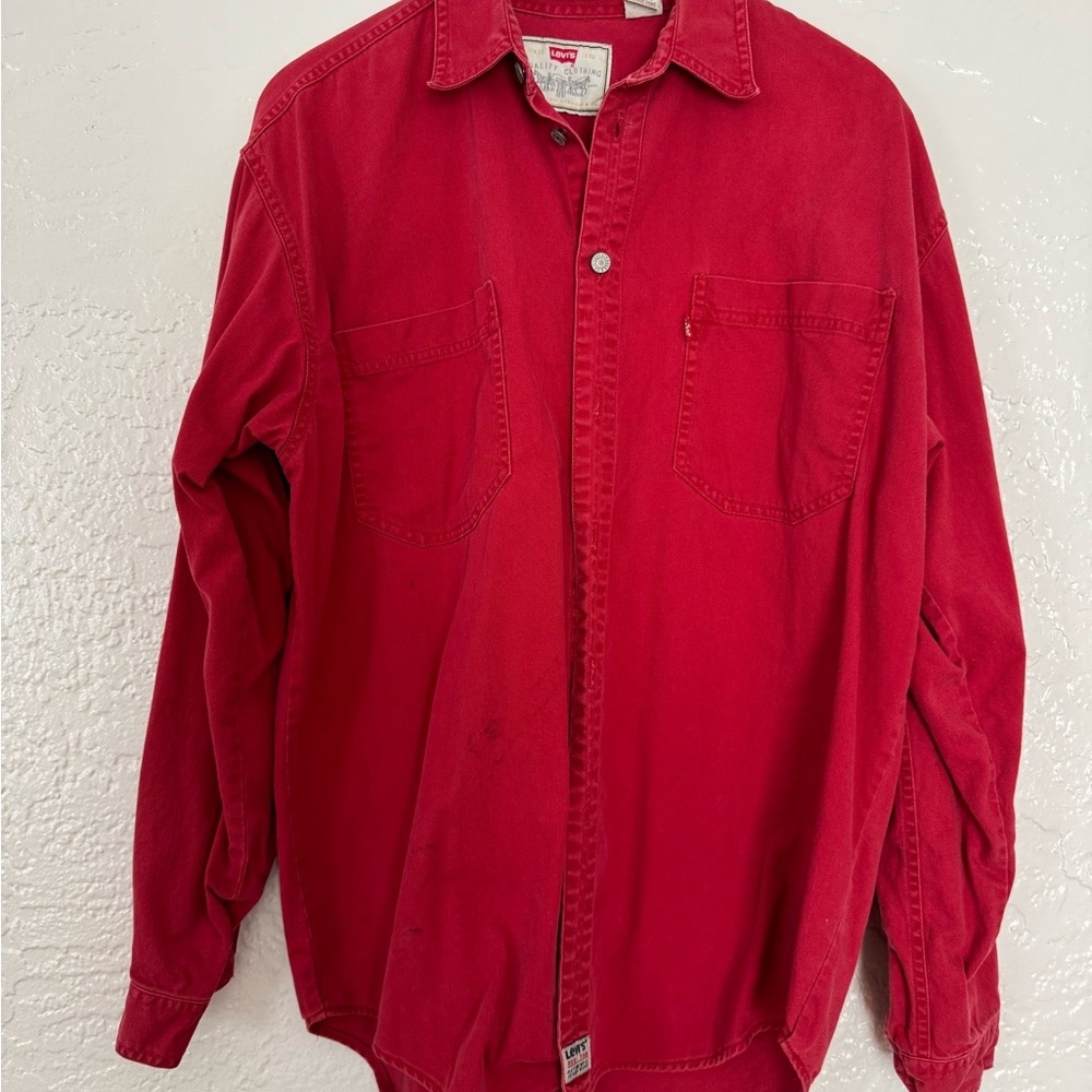 Levi's Red Denim Long-Sleeve Button Shirt